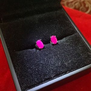 1CT Oval Natural Burma Ruby earrings studs
